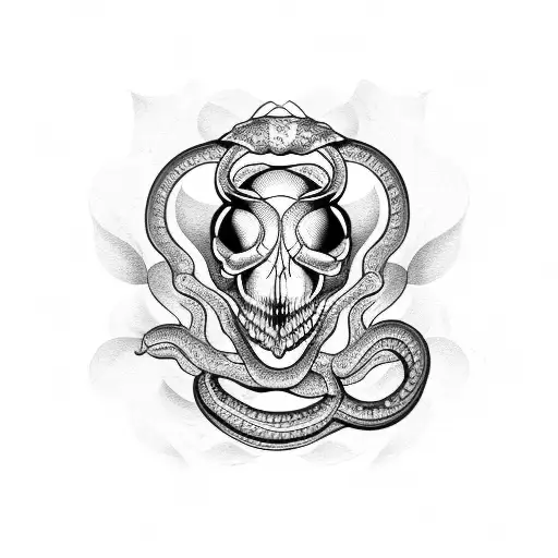 Snake Skull Flowes Bugs