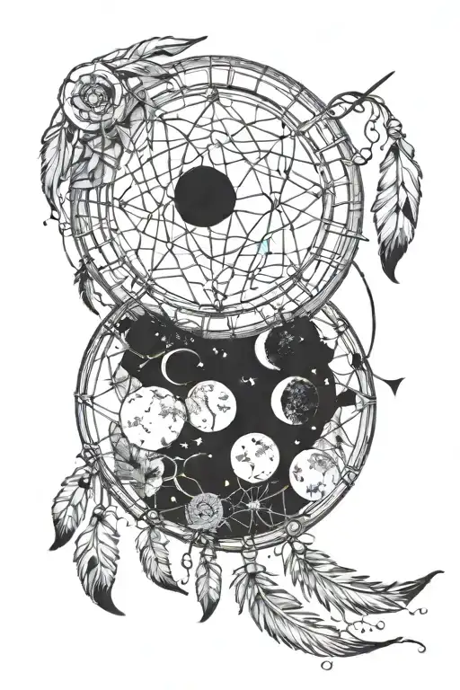 7 Moon Phases In A Circle Of A Dream Catcher But With A Viking Spin