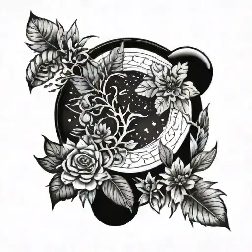 Moon Phase Design With Vibrant Plants