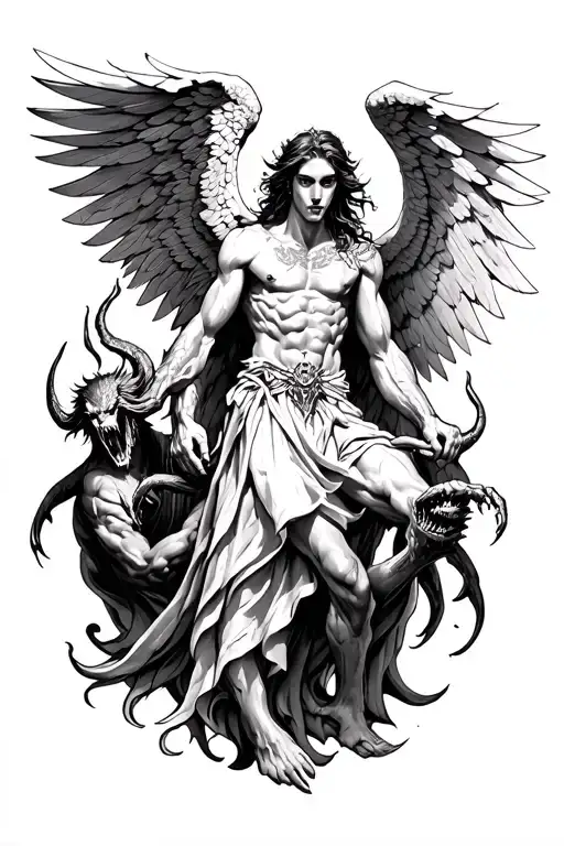 Archangel Fighting Demons