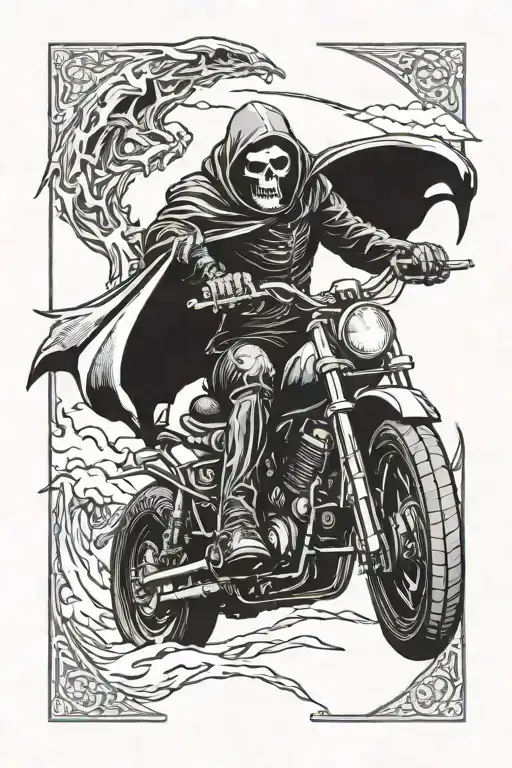Reaper Riding A Motorcycle Riding