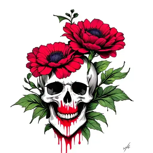 Flower Sharp Skull Blood