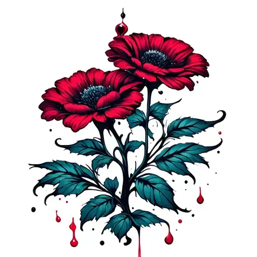 Flower Sharp Skull Blood