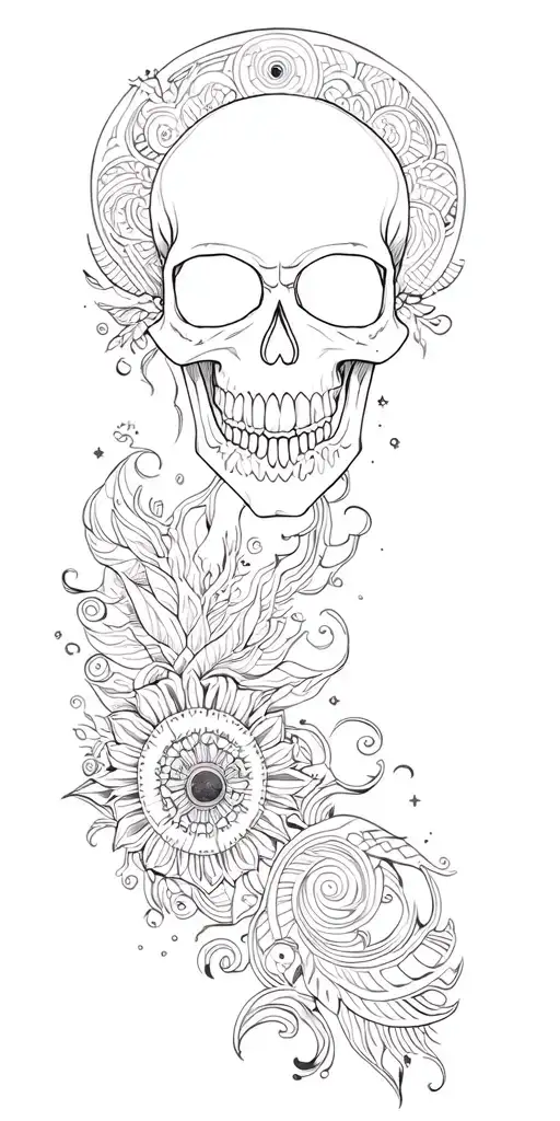 Arm Sleeve Skull Face And Maori And Universe