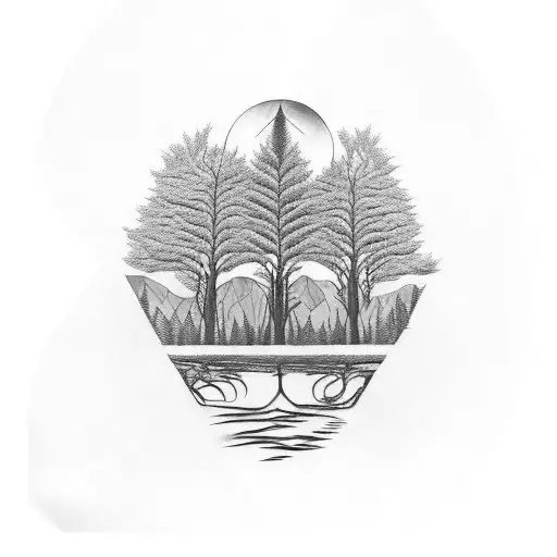 A Surrealistic Scene Of A Forest With Hidden References To Pink Floyd Lyrics