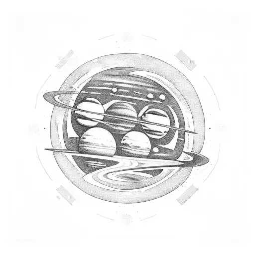 Galactic Space Scene With A Caravan Of Planets Inspired By 'Planet Caravan' By Black Sabbath