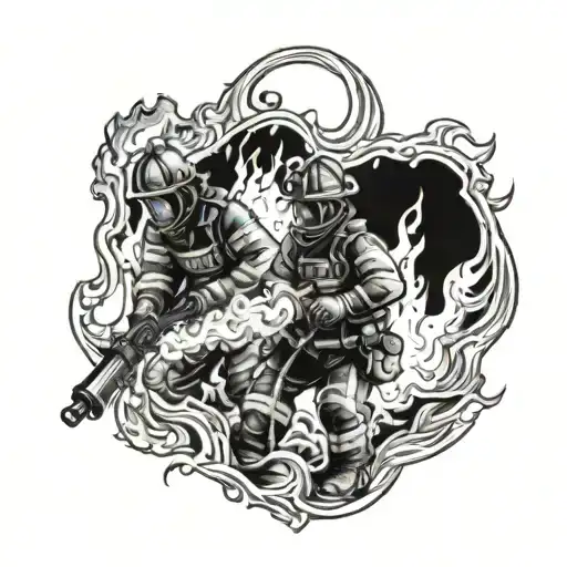 Firefighter Battling Flames