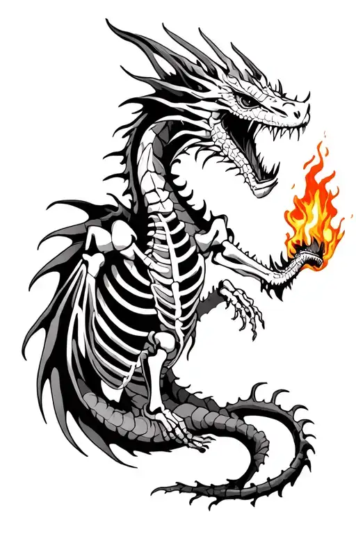 Full Body Dragon Skeleton Breathing Fire