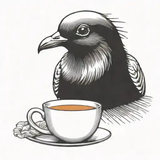 Pigeon Drinking Black Tea