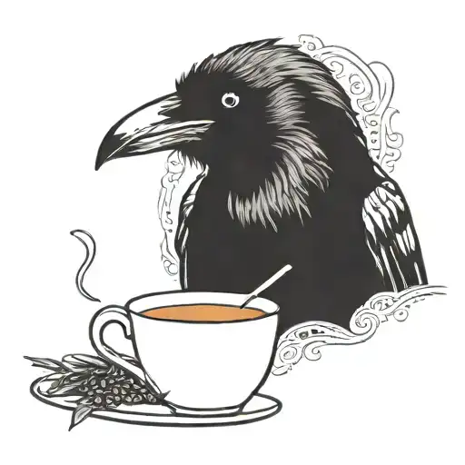 Crow Drinking Black Tea