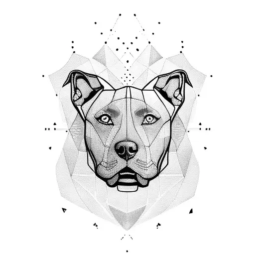 A Geometric Design Incorporating The Silhouette Of A Pitbull And A Paw Print
