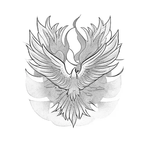 A Minimalist Design Of A Phoenix Bird Rising From The Ashes