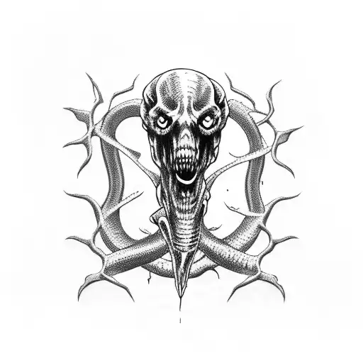 Zombie Snake Wrapped Around Forearm Bones