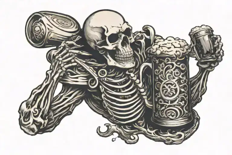 Skeleton Holding Beer Mug