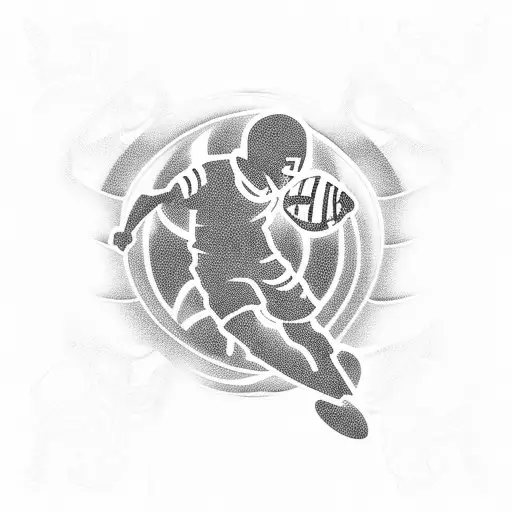 Football Player Silhouette Kicking A Ball With Military Camouflage Pattern