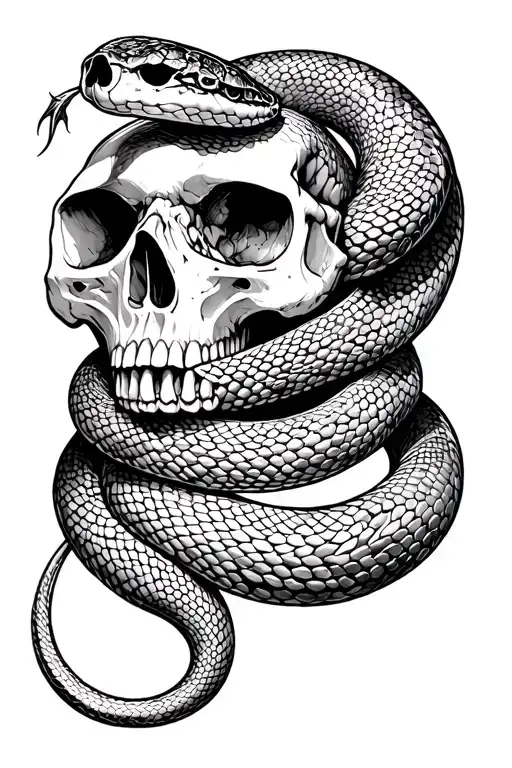 Free Spirt Snake Wrapped Around Skull