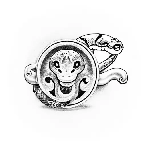 A Sword Piercing Through A Coffee Bean With A Snake Wrapped Around It