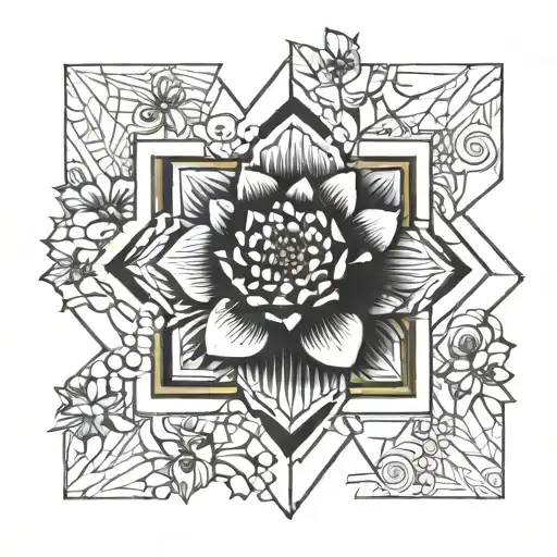 A Geometric Flower Design Incorporating Elements Of Indie Rock Music