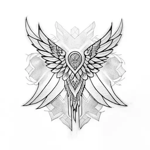 A Tattoo Of Bird Wings Morphing Into Intricate Geometric Patterns