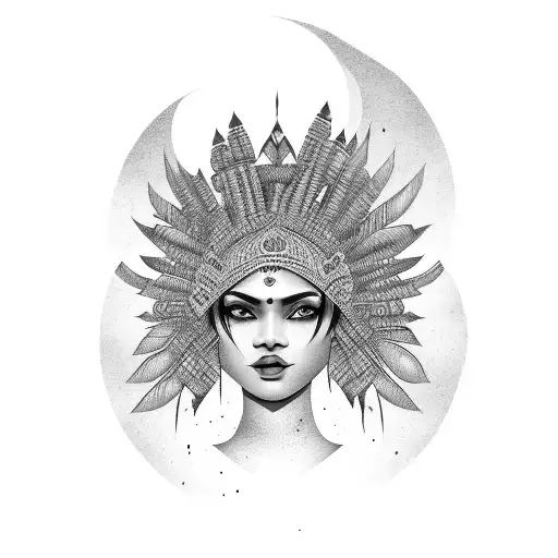 Indian Girl With Lobo Skin In The Head