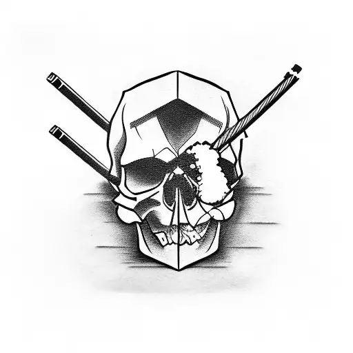 Skull With Cigarettes And Alcohol