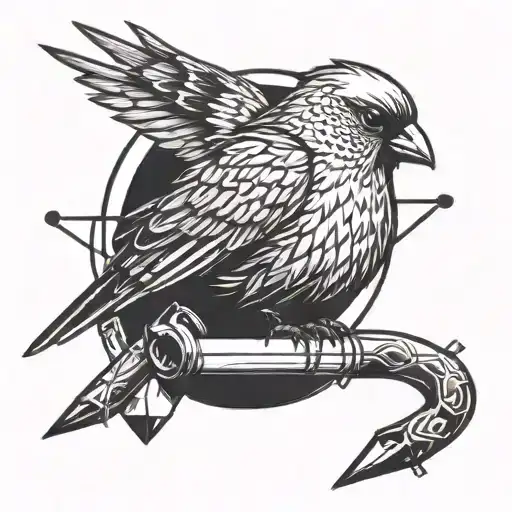 A Finch Surrounded By Dungeons And Dragons Dice And Holding A Lightsaber