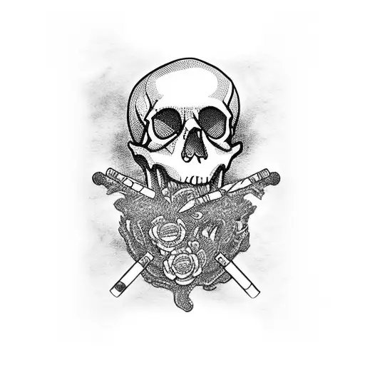 Skull With Cigarettes And Alcohol Arm Sleeve