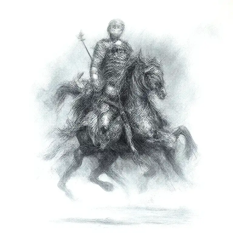 Knight Riding A Skeleton Horse
