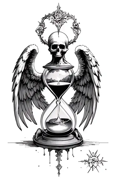 Angel Of Death With Hourglass Emptying