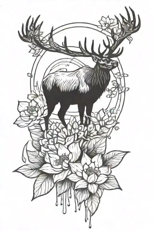 Elk And Lotus Flower Spiritual Accents