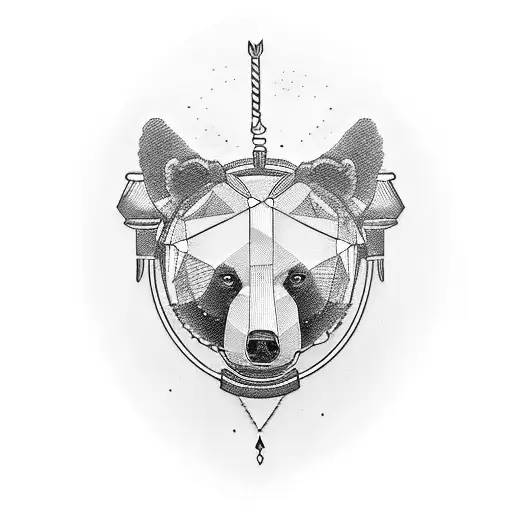 Tattoo Of A Stern Bear Growling On A Leash On A Sexy Girl