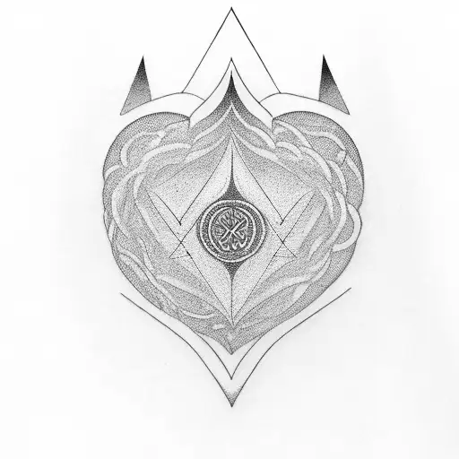 Integrate The Cho Ku Rei Symbol Into A Geometric Heart Design