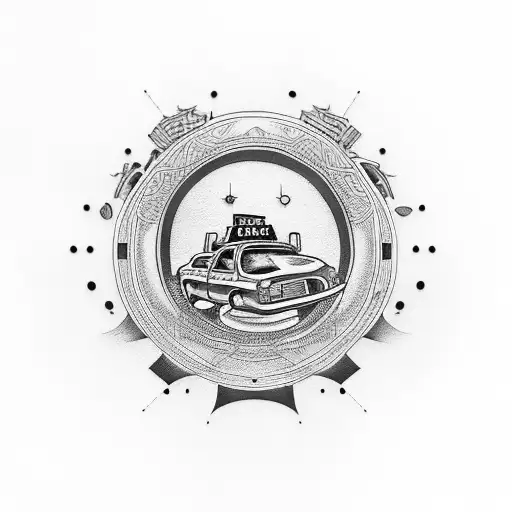 Taxi Cab Driving Towards The Morning Sun