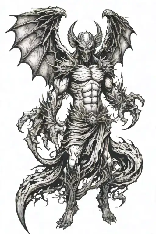 A Full-length Demon With Wings Up