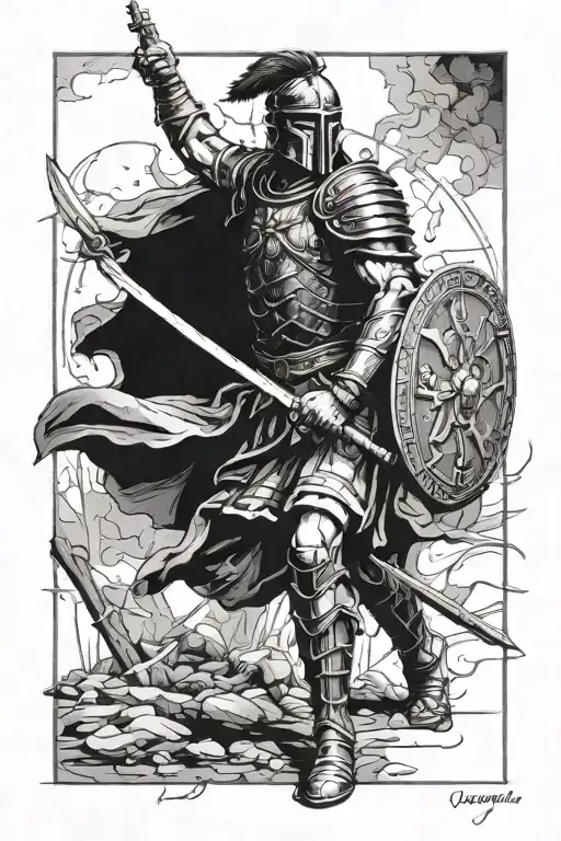 Roman Warrior Victorius At The End Of Battle Scene