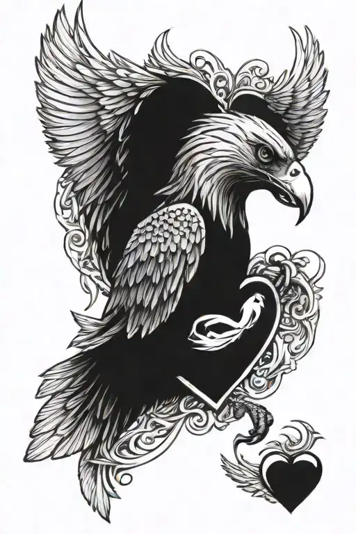 Eagle Wings Holding Heart-shaped Vessel