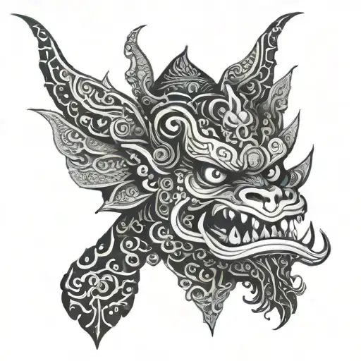 Barong Bali Y Mantarraya Black