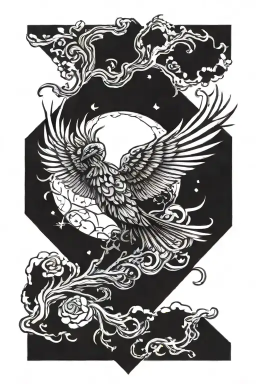 Phoenix And Full Moon