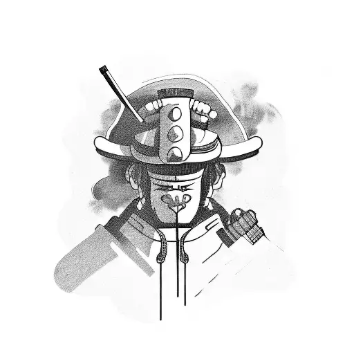 Samurai Smoking Cigarette With One Cybernetic Hand