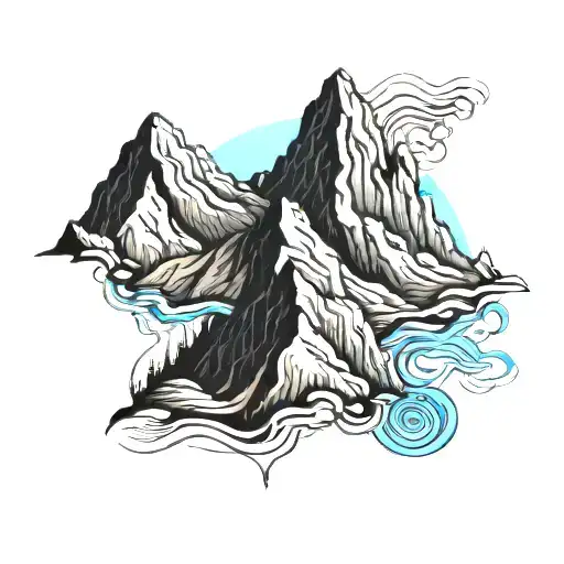 Dark Mountain Range With Blue Eyes