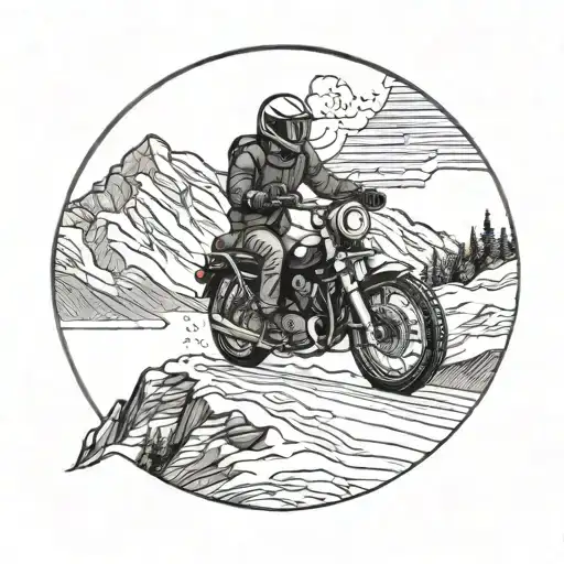 A Motorcycle Riding Through A Snowy Mountain Pass