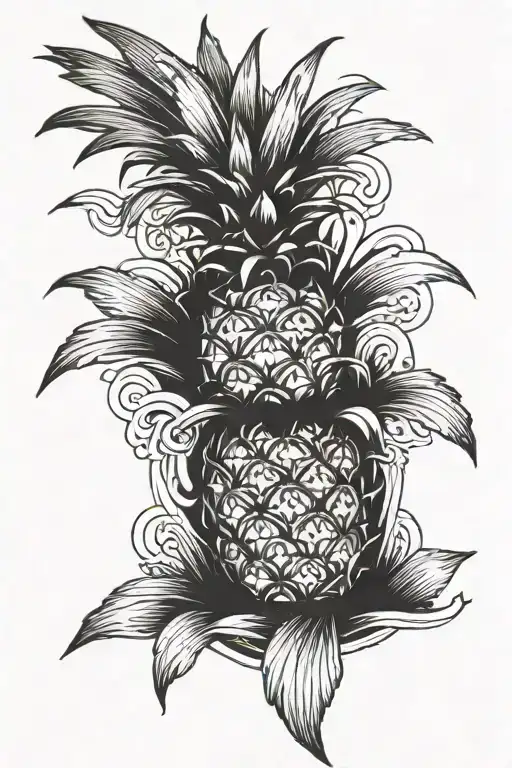 Pineapple With Ocean Sunset