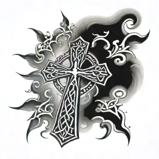 Sleeve Tattoo With A 4 Inch Celtic Cross On The Middle Of Your Forearm