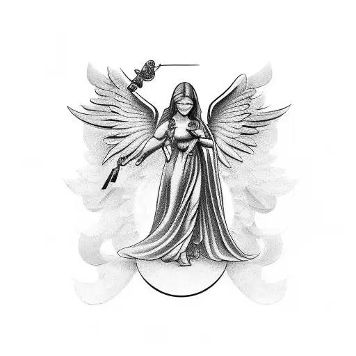 Guardian Angel Tattoo With A Martini Glass And Sunglasses