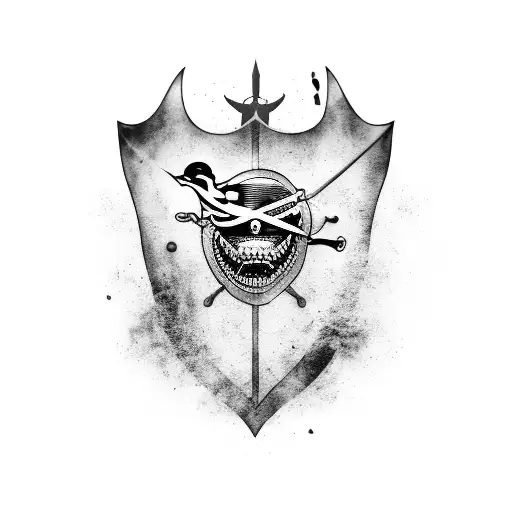 A Pirate Flag With A Shark Emblem