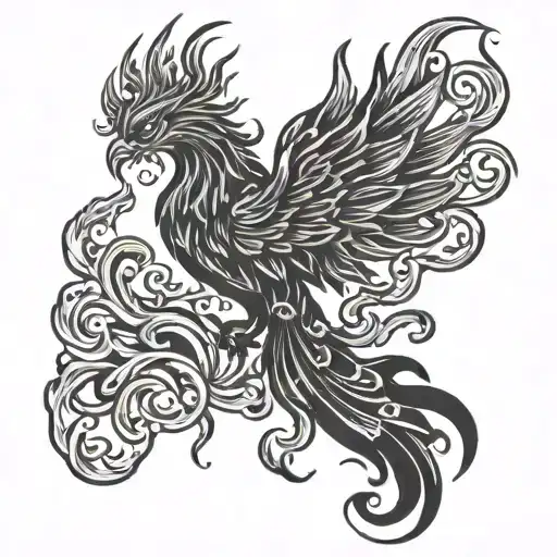 Phoenix Rising From Flames