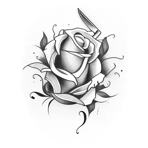 Knife With Black Roses