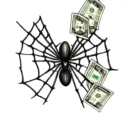 Spiderweb With Money Stuck In It