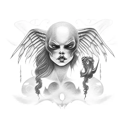 Female Angel And Demon Whispering In Ear