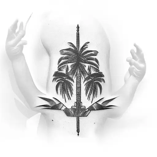 Mexican Totem Pole Palm Tree Arm Sleeve